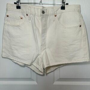 Levi's Premium 501 High Rise White Denim Shorts Button Fly Womens Size 31